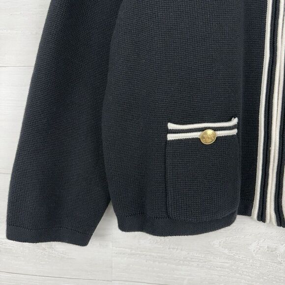 J.Crew Emilie Sweater Lady Jacket Women 3X Black w/ Contrast Trim Pockets Office - Picture 3 of 15